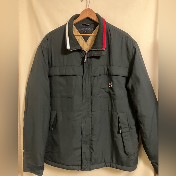 Tommy Hilfiger Men’s Vintage Green Embroidered Logo Jacket Coat Size XL - Picture 2 of 11